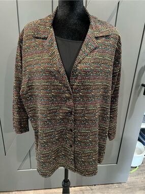 Notations Multicolor Speckled Knit Top with Black Base